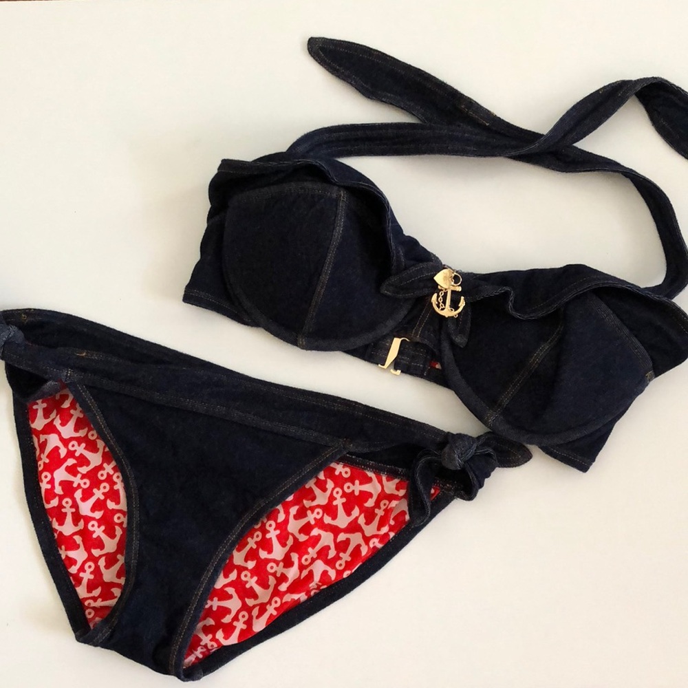 NWOT✨Juicy Couture Denim Anchor Bathing Suit Set